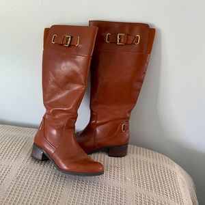 Bandolino wide calf cognac leather boot